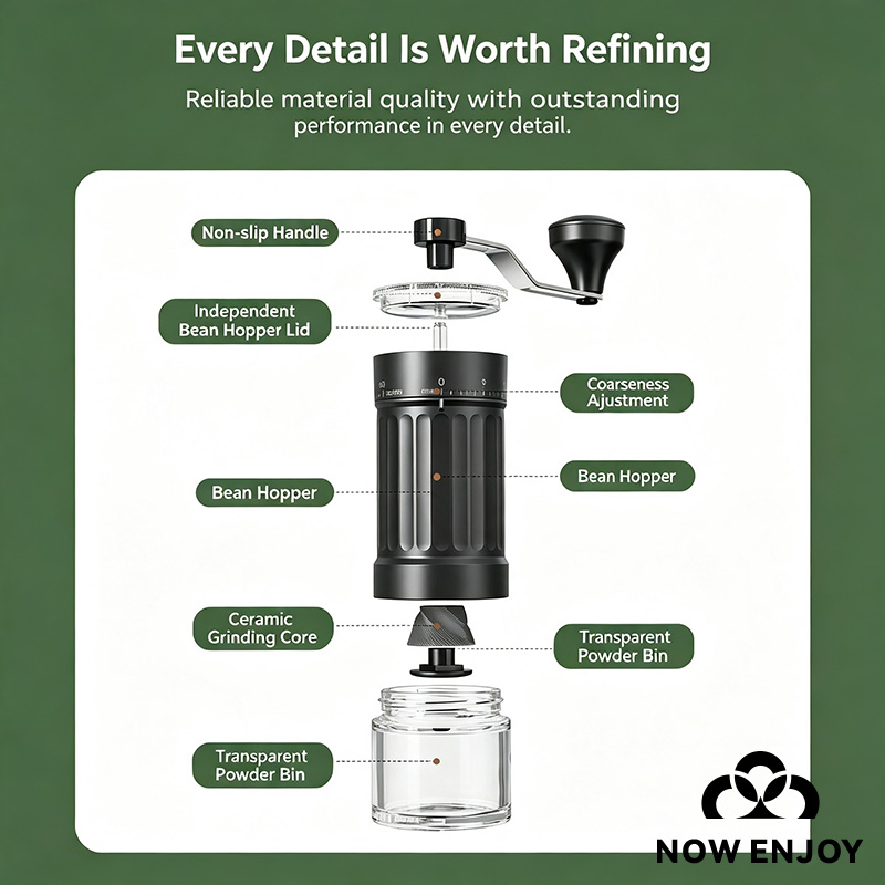 NOW ENJOY Manual Coffee Grinde - Burr Hand Grinder review and price