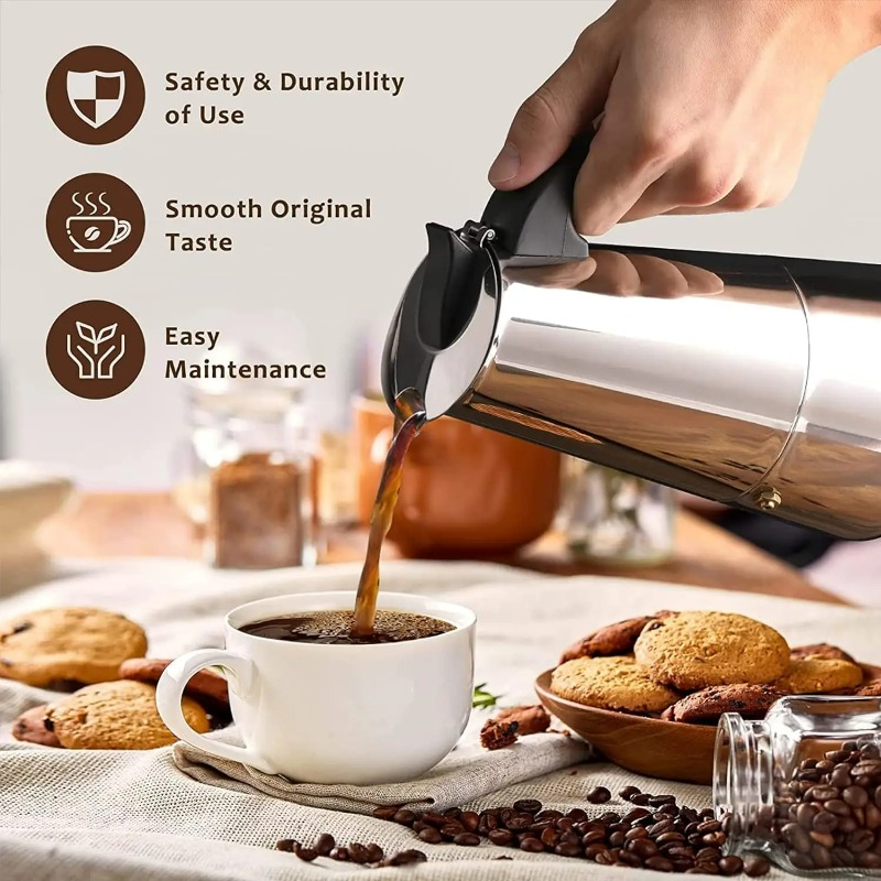 6 Cup Mocha Pot Stainless Stee - Moka Pot Stove review and price