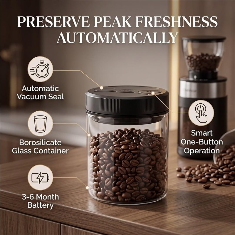Automatic Vacuum Coffee Canist - Coffee Tea Sugar review and price